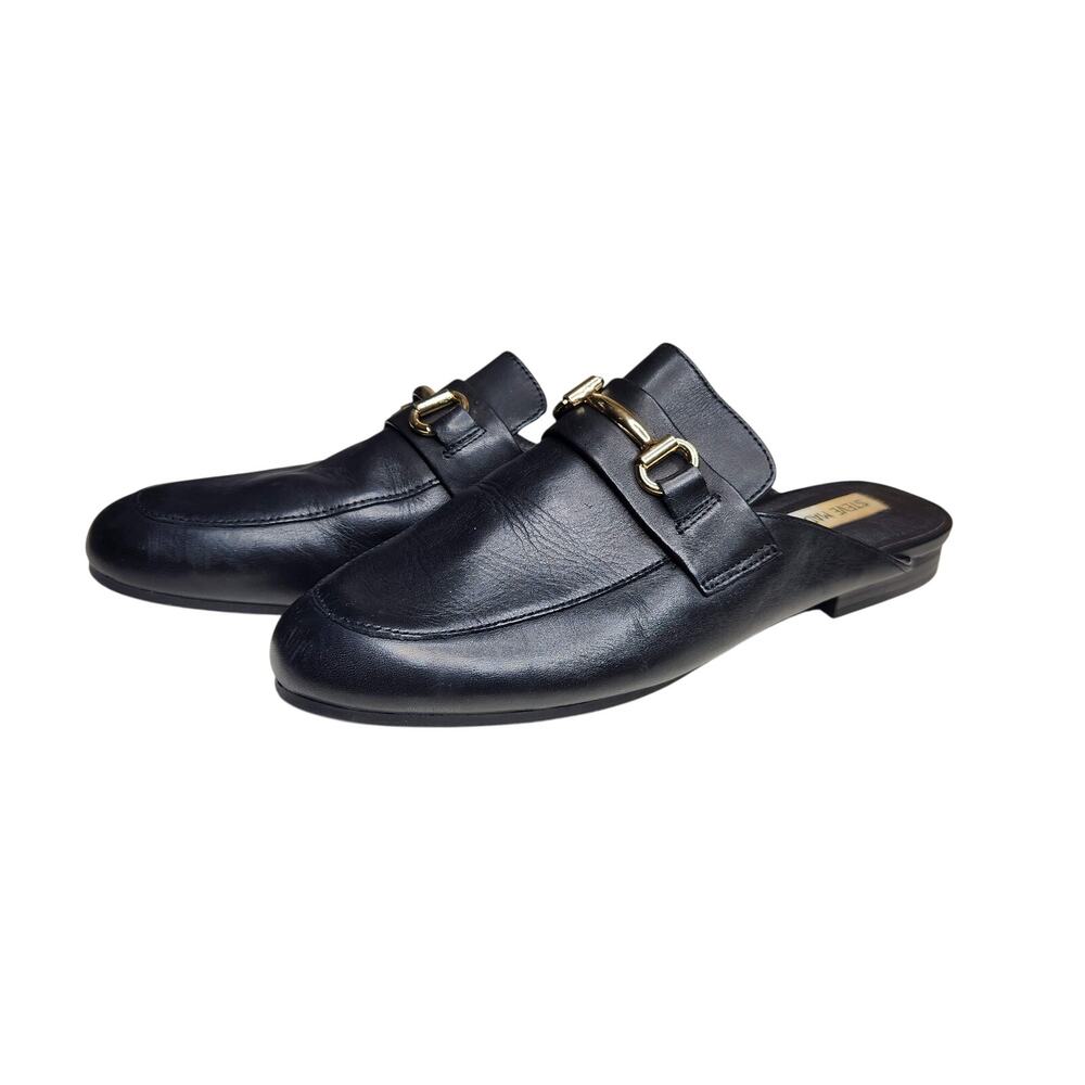 Steve Madden Kandi Slip On Mule Shoes Bit Detail Black Leather Classic